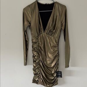 Lulu's Green Ruched Asymmetrical Cocktail Dress